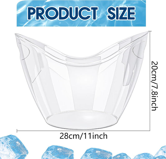 6 Pack Clear Ice Tubs 4 L Plastic Thickened Beverage Bucket with 6 Ice Scoop for Parties Champagne Mimosa Cocktail Bar Supplies Beverage Birthday Wedding Supplies
