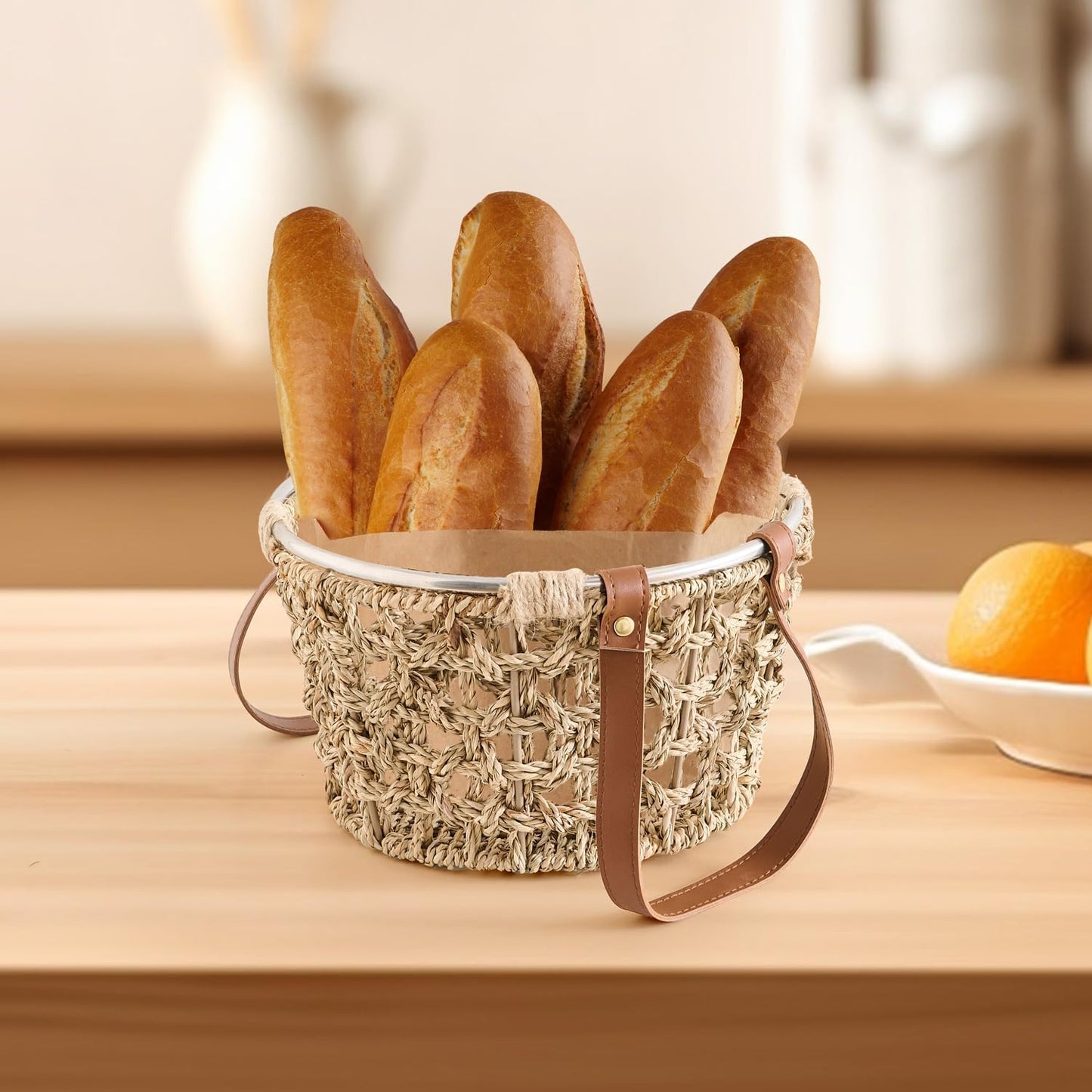Egg Baskets for Collecting Fresh Eggs Farmhouse Handmade Wicker Hyacinth Egg Collecting Basket with Handle