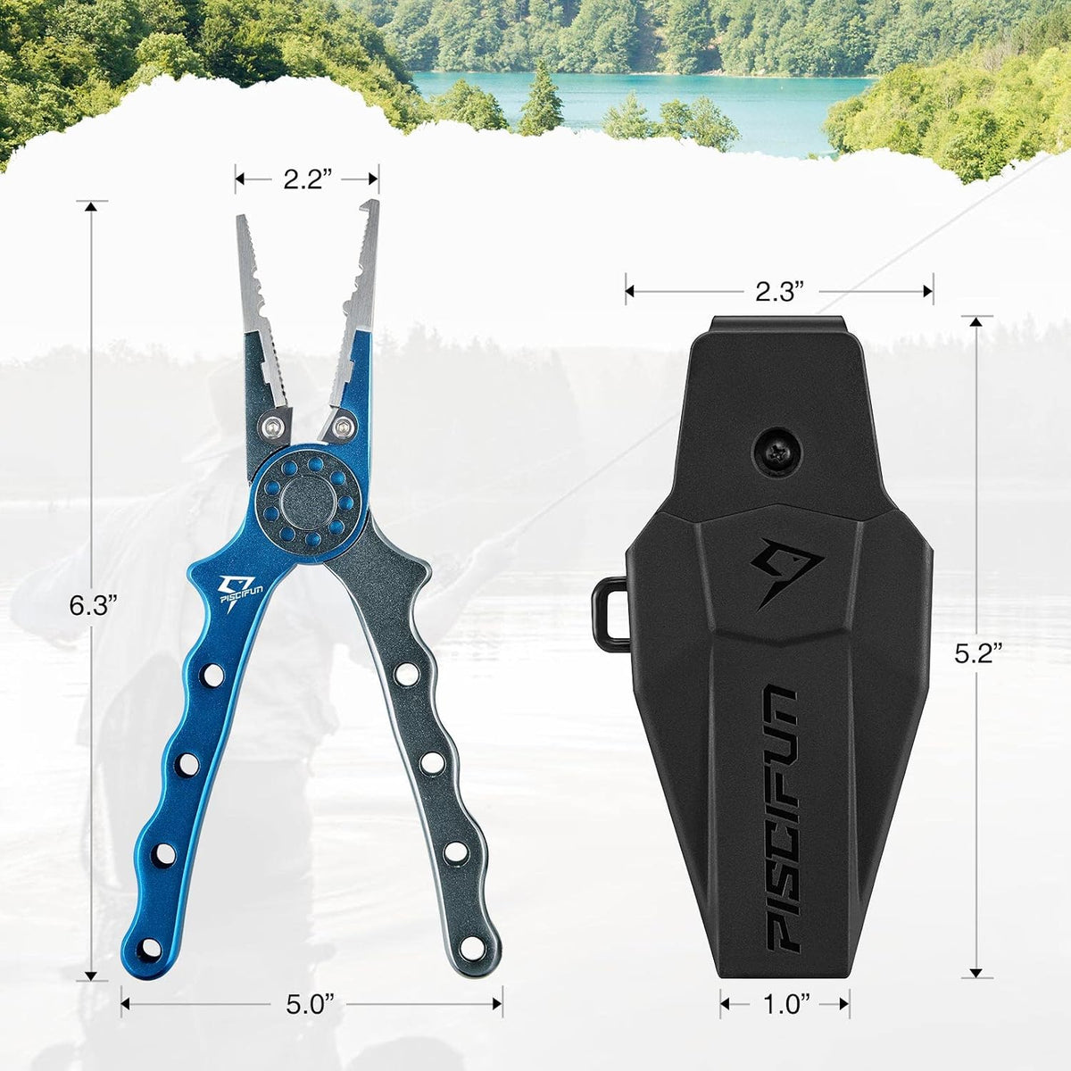 Piscifun Saltwater Fishing Pliers, Aluminum, Split Ring, Braid Cutter