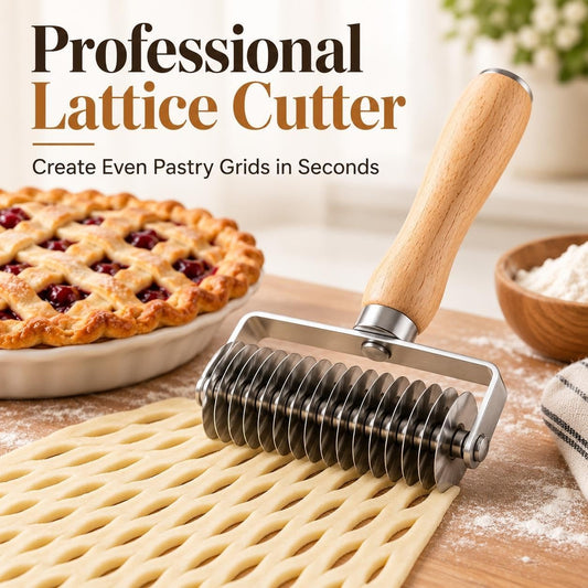 304 Stainless Steel Pizza Lattice Roller Cutter for Pie and Pastry Dough