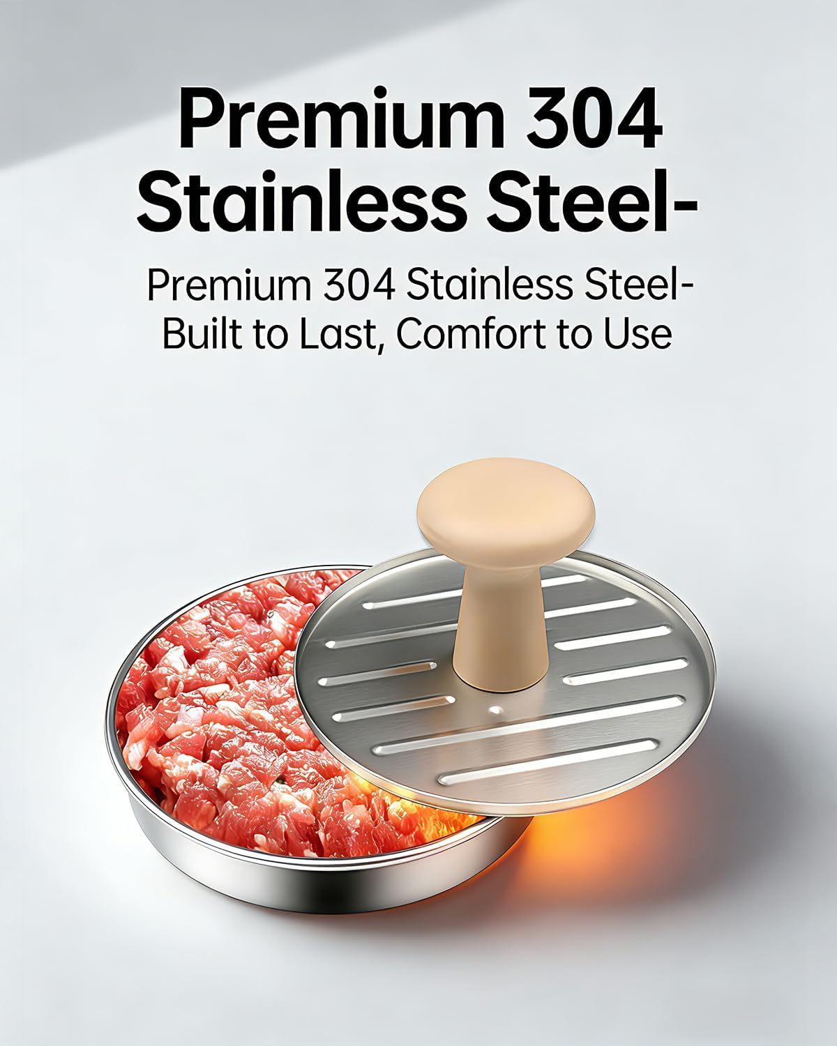 Burger Press, 5 Inch Hamburger Patty Maker in Stainless Steel