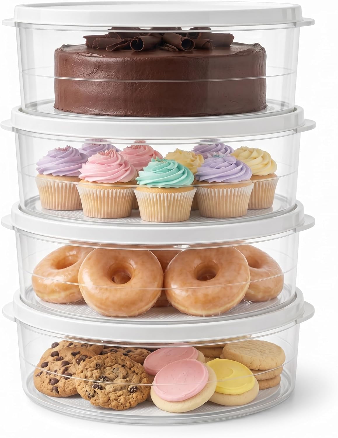 Evelots 2-Pack 10-Inch Airtight Food Storage Container with Lid - Portable Carrier for Pies, Cakes, Cupcakes & More - BPA-Free Clear Plastic - Secure & Easy Transport