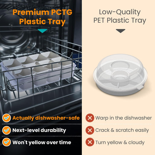 Dishwasher Safe Snackle Box Container 11 Removable Compartments - Divided Serving Tray with Lid and Handle - Portable Snack Box BPA Free - Premium PCTG Plastic Beach Snack Containers