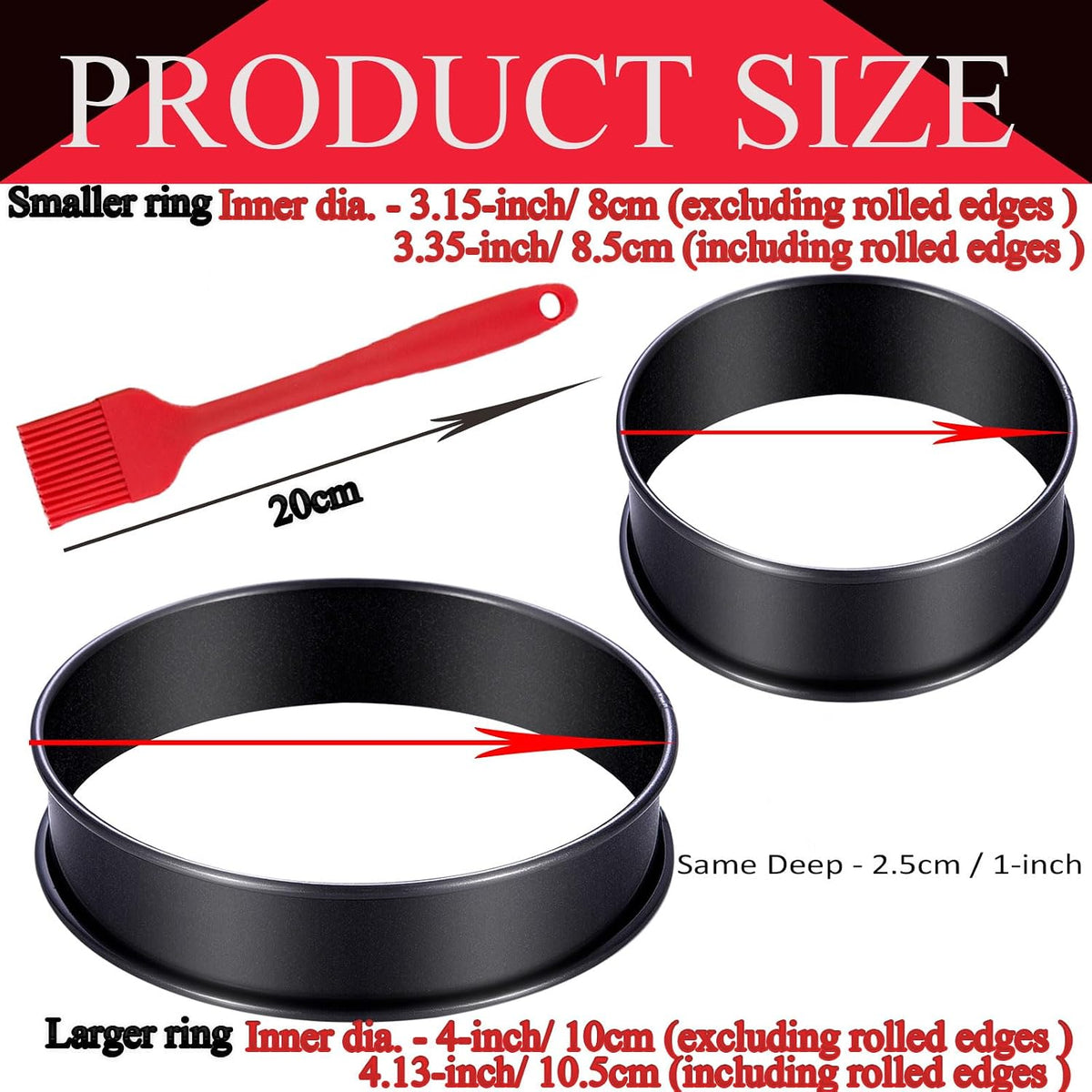 DATANYA Crumpet Rings NONSTICK English Muffin Ring 4 Inch - Stainless Steel Double Rolled Tart Rings Round Metal Cookie Pastry Ring Molds for Baking Cooking