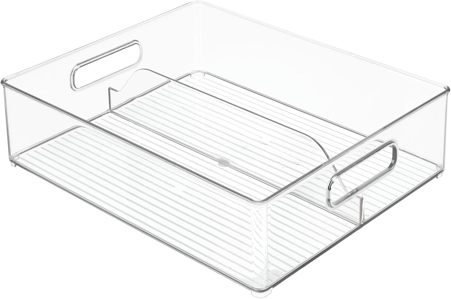 iDesign Divided Pantry Bin with Handles for Pantry, Refrigerator, or Freezer - Set of 3 - Clear