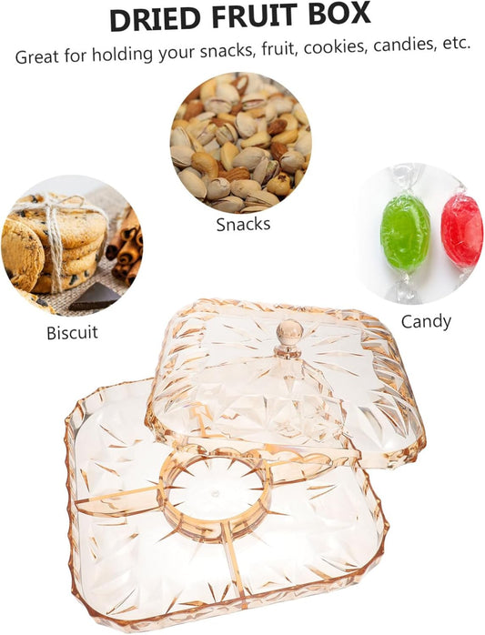 Sturdy Relish Tray with Lid Perfect for Dry Fruit Snacks Candy European Style Snack Box Dried Fruit Desktop Box