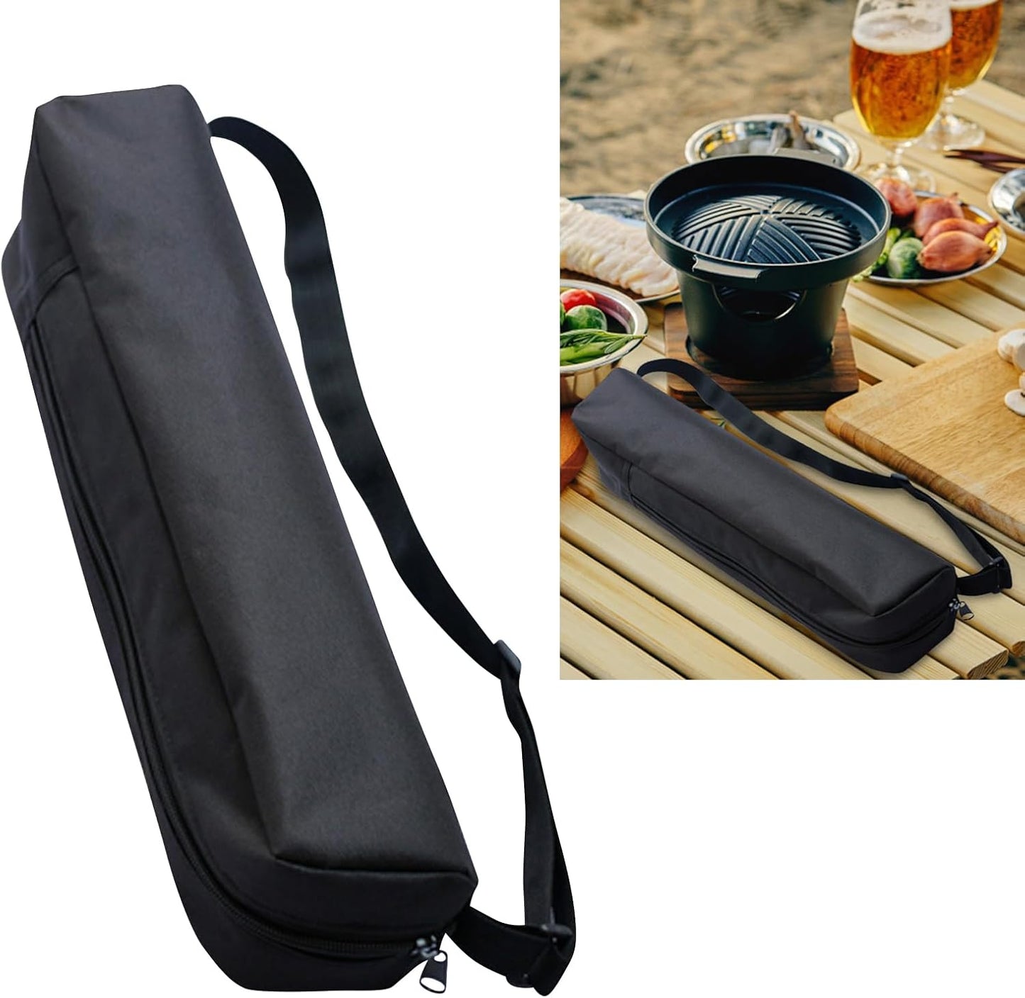 Grill Storage Bag for Outdoor Grilling, Foldable Oxford Cloth Grill Utensil Tool Storage Bag for Camping and Hiking BBQ