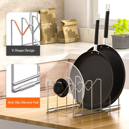 HzTinT 3 Pack Pot Lid Organizer, Holds 15 Lids, Plate & Cutting Board Rack