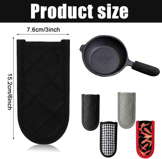 Patelai 4 Pcs Cast Iron Skillet Handle Covers Heat Resistant Pot Handle Covers Non Slip Cotton Pot Sleeves Holder Mitts Machine Washable for Kitchen Baking Cooking Cookwares(Striped Style)