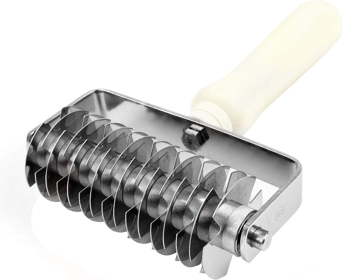 O'Creme Commercial Lattice Pie-Top Cutter Pastry-Crust Cutting Roller 4-3/4 Inch Wide, Stainless Steel Blades with Plastic Handle