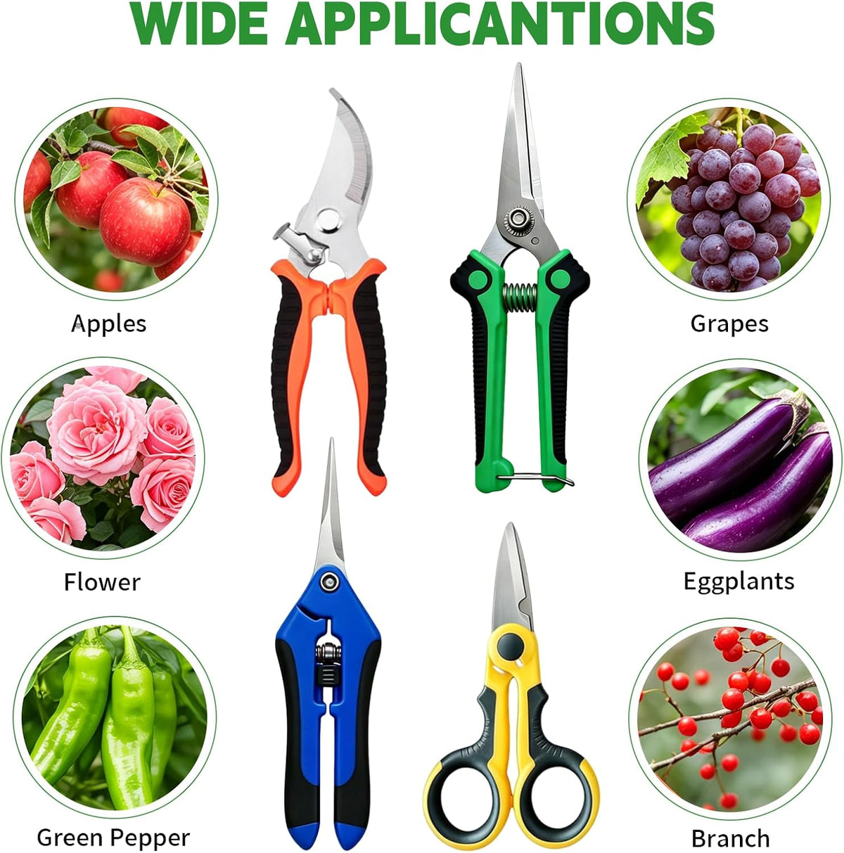 HoMaNa 4 Pack Garden Shears Pruning Set, Stainless Steel Multi-Blade