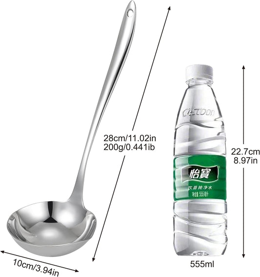 4.Oz 18/10 Stainless Steel Kitchen Ladle Cooking Utensils with 11.8-Inch Handle,Heavy Duty Serving Large Soup Spoon,Dishwasher Safe(Silver)