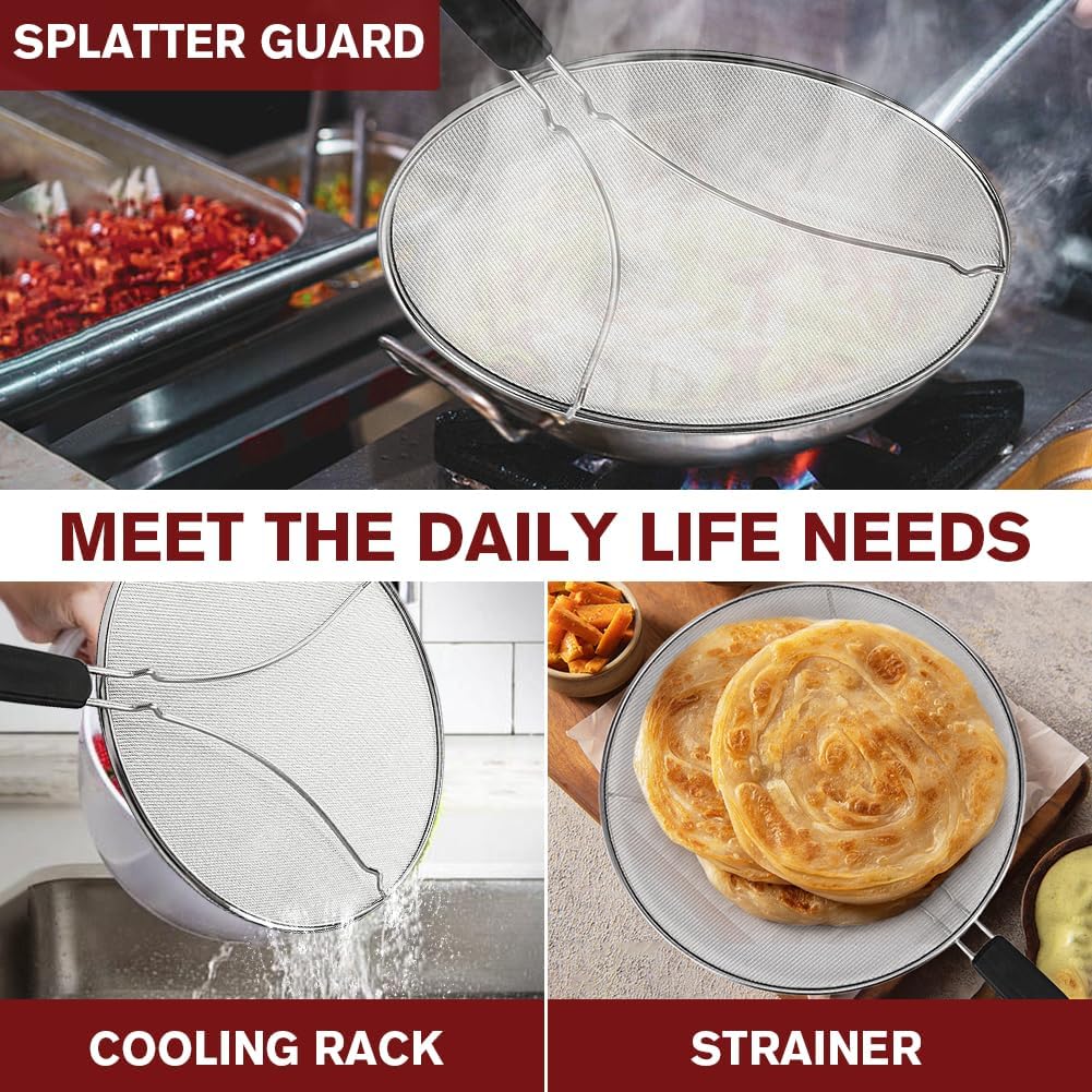 Splatter Screen for Frying Pan, Grease Splatter Guard, Heat-Resistant Splatter Guards for Frying, Silicone Splatter Guard for Everyday Cooking, Dishwasher Safe (16in×12in×0.5in)