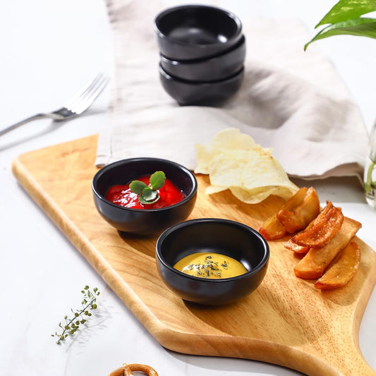 Selamica Ceramic 2.6 OZ Soy Sauce Dish, Set of 6, Matte Black