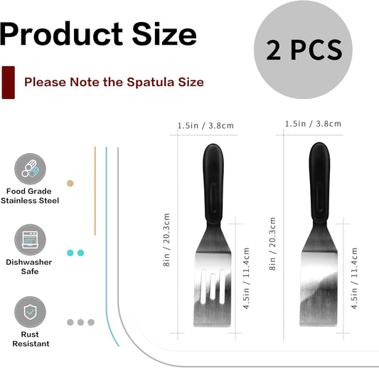 Small Spatula Mini Stainless Steel Serving Metal Spatula Set of 2