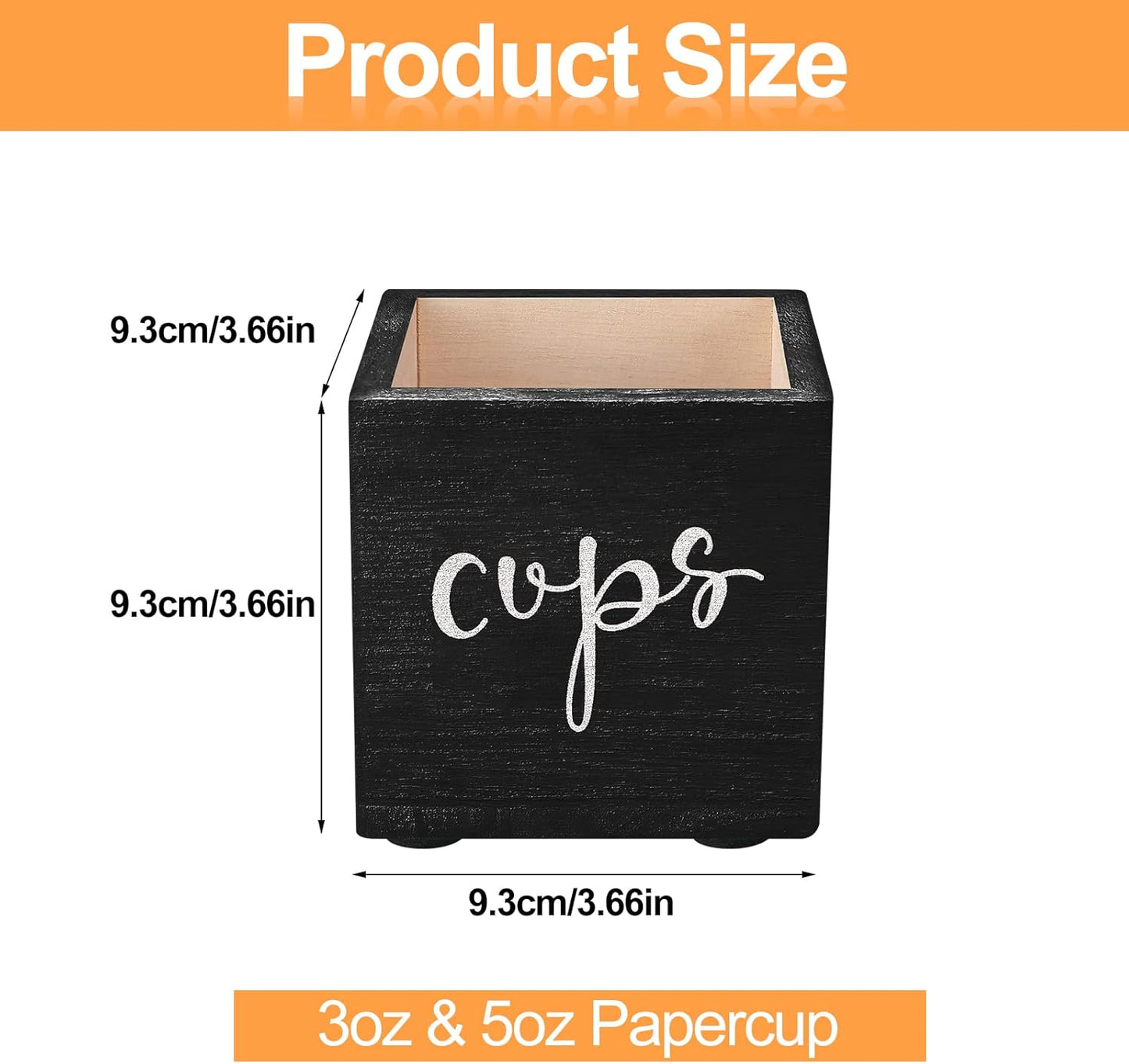 Yookeer 2 Pack Wooden Cup Dispenser - 3/5 oz Disposable Drink Holder for Bathroom, Kitchen, Wedding Farmhouse Party Decoration(Black)
