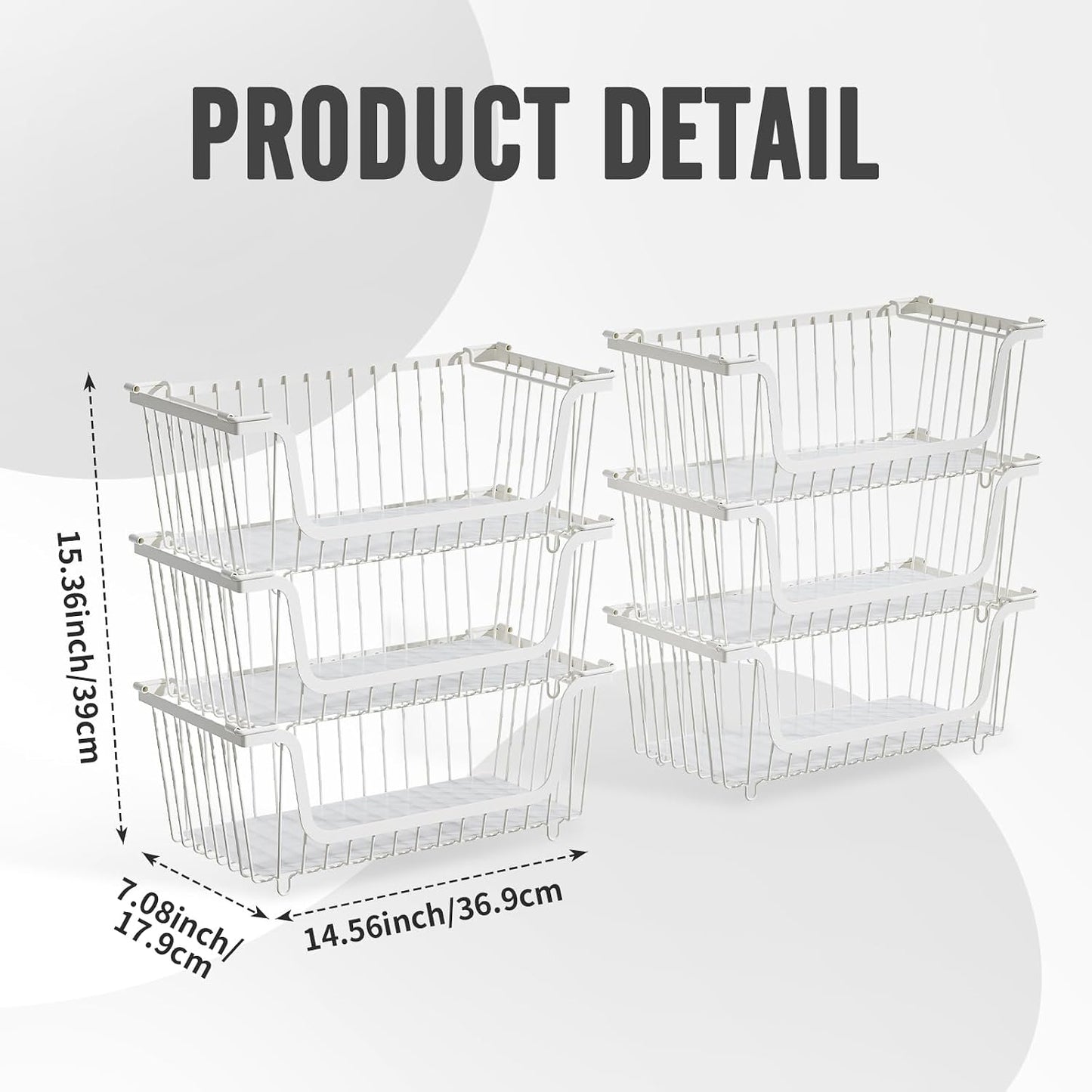 GAOKASE 4 Pcs Stackable Wire Baskets for Pantry Organizers and Storage,Vegetable Fruit Basket for Countertop,Kitchen Storage Metal Baskets,Produce Potato Onion Storage Bin-Black