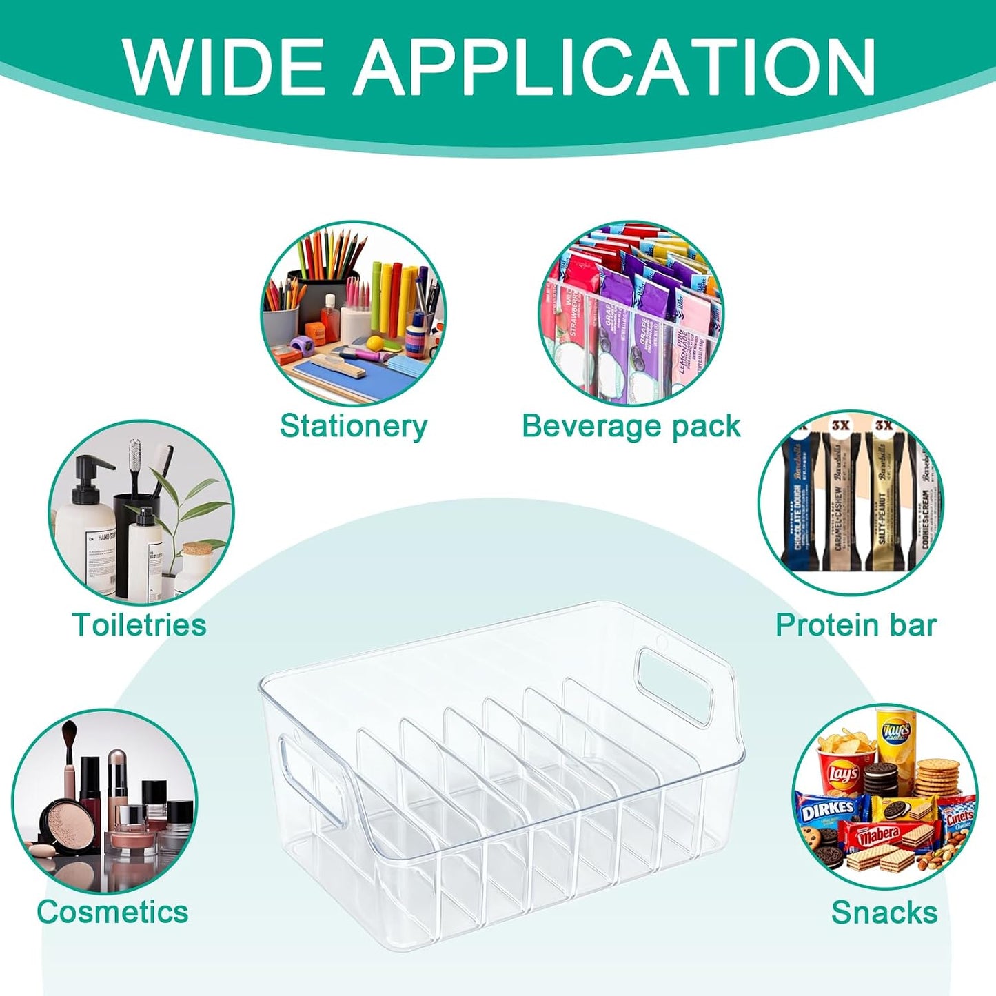 Drink Packet Organizer, 2 PCS Acrylic Water Packet Organizer for Water Flavor Drink Mix, 8 Compartment Sugar Packet Holder with Removable Divider, Pantry Storage Bin for Kitchen Organization