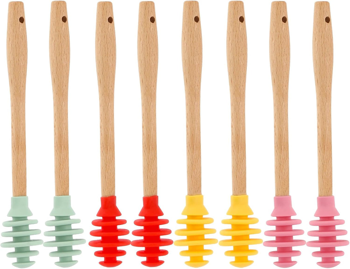 Tbestmax 8 Pcs Silicone Honey Dipper Sticks, 6.7 inch