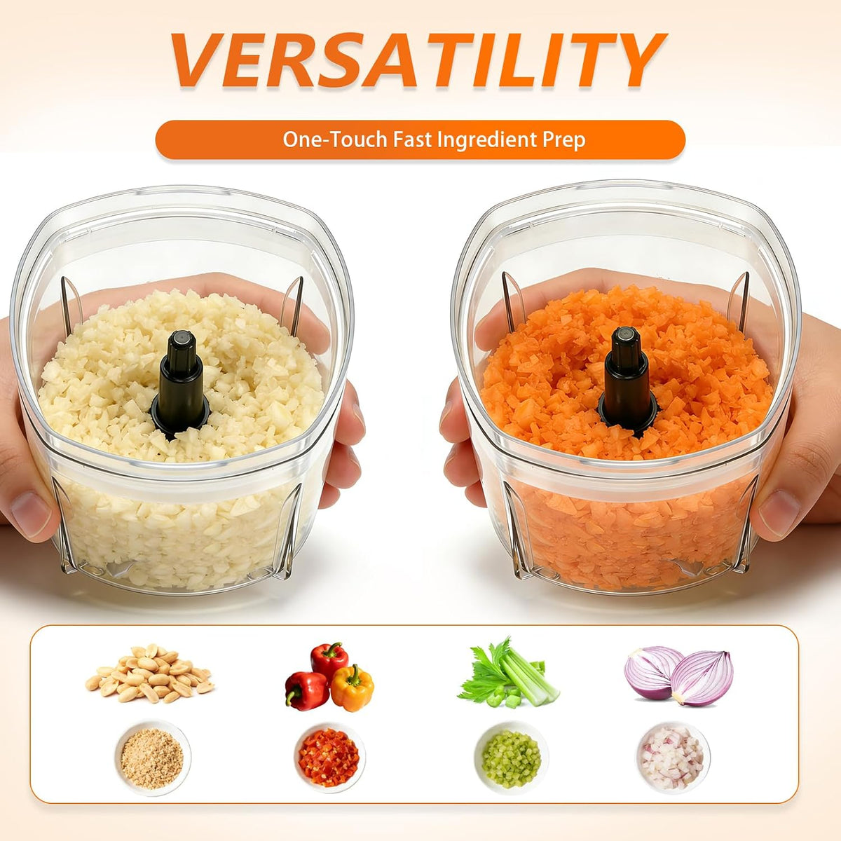 Brigii Electric Garlic Mincer & Onion Chopper, 3-Cup Mini Food Processor