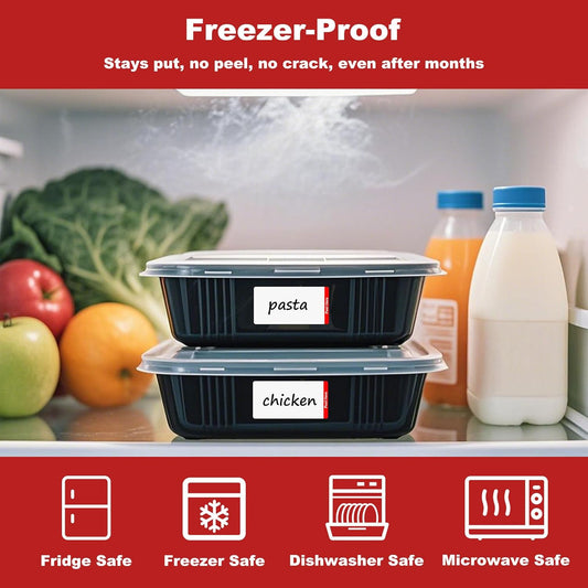 NATURALABEL 500 PCS Blank Removable Freezer Labels with Dispenser - 1" x 2" Food Labels for Meal Prep Containers, Easy Peel-Off Design, No Residue