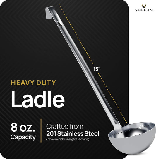 Vollum Stainless Steel Ladle Heavy Duty Commercial 8 Oz