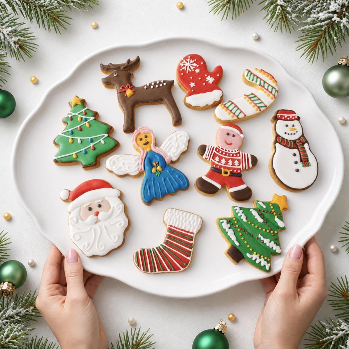 Christmas Cookie Cutters Set, HUINF 11Pcs Cookie Cutters Variety Pack - Gingerbread Men, Christmas Tree, Snowflake, House, Candy Cane, Santa Face, Reindeer and More for Christmas Winter Holiday
