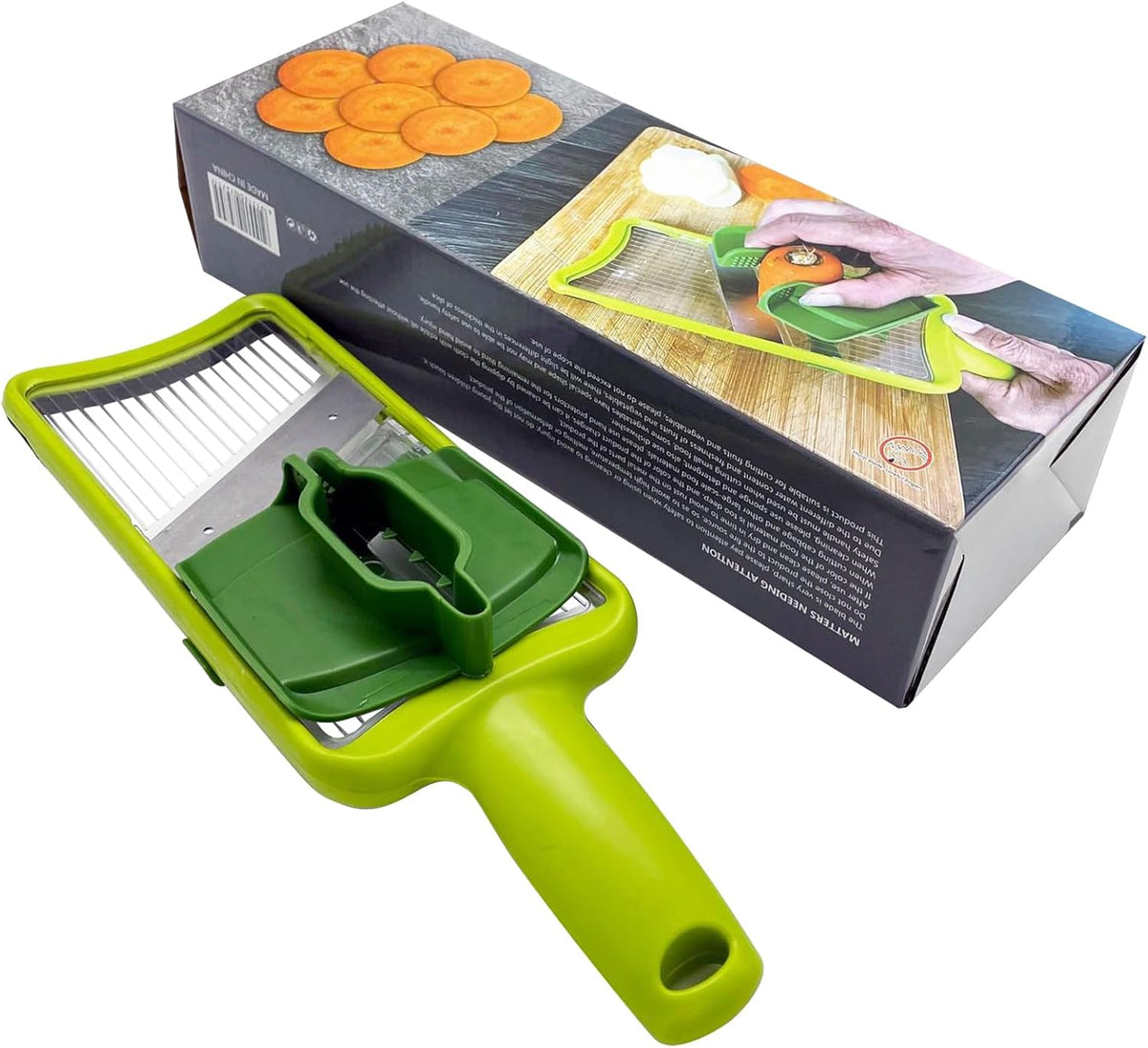 Multi Handheld Mandoline Slicer, Stainless Steel Professional Vegetable Slicer with Comfortable Grip, Vegetable Grater for Potatoes, Onions, Cucumbers, Cheese, Easy to Clean(Green)