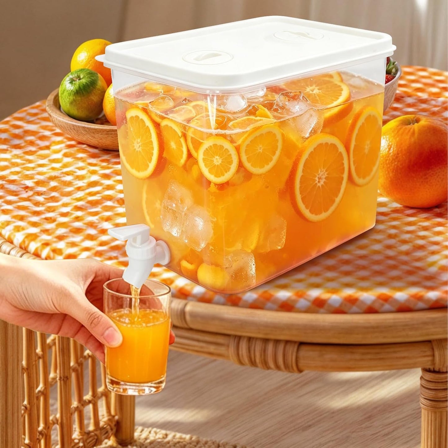 2 Pack 2.3 Gallon Drink Dispenser for Fridge with Spigot and Stand, Beverage Container Leak Proof Lids Filter Screen, Lemonade Dispenser for Party