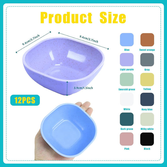 TKOnline 12 Pack 4.5 OZ Wheat Straw Dipping Bowls, Unbreakable Sauce Cups