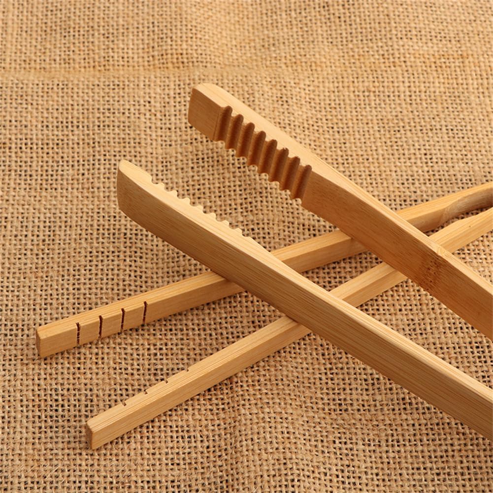 1 Pieces Bamboo Toast Tongs, 9.8 Inches Long Wood Toaster Tongs with Anti-slip Design, Tongs for Cooking with Cooking Oil Coating, Eco-friendly (9.8 Inches)