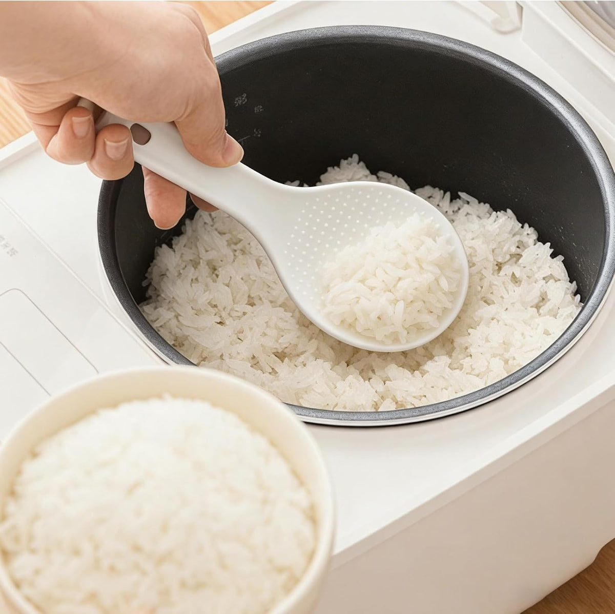 Jiozermi Plastic Rice Spoon, 2 Pack, White