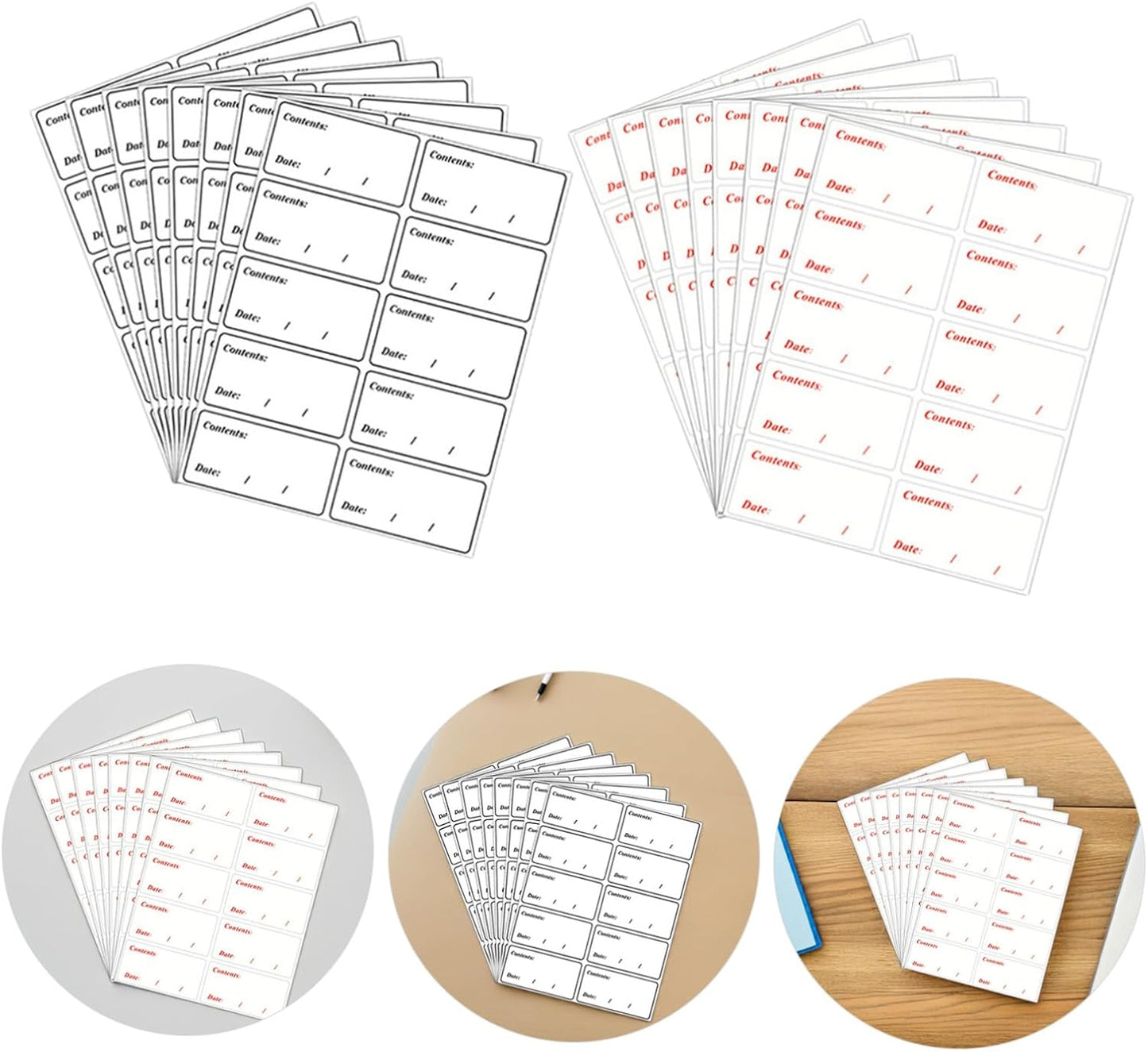 Waterproof Removable Food Labels for Refrigerator and Freezer, 400 Pcs Black Red PVC Stickers, Food Storage Date Stickers for Kitchen Organization, No Residue Peel and Stick