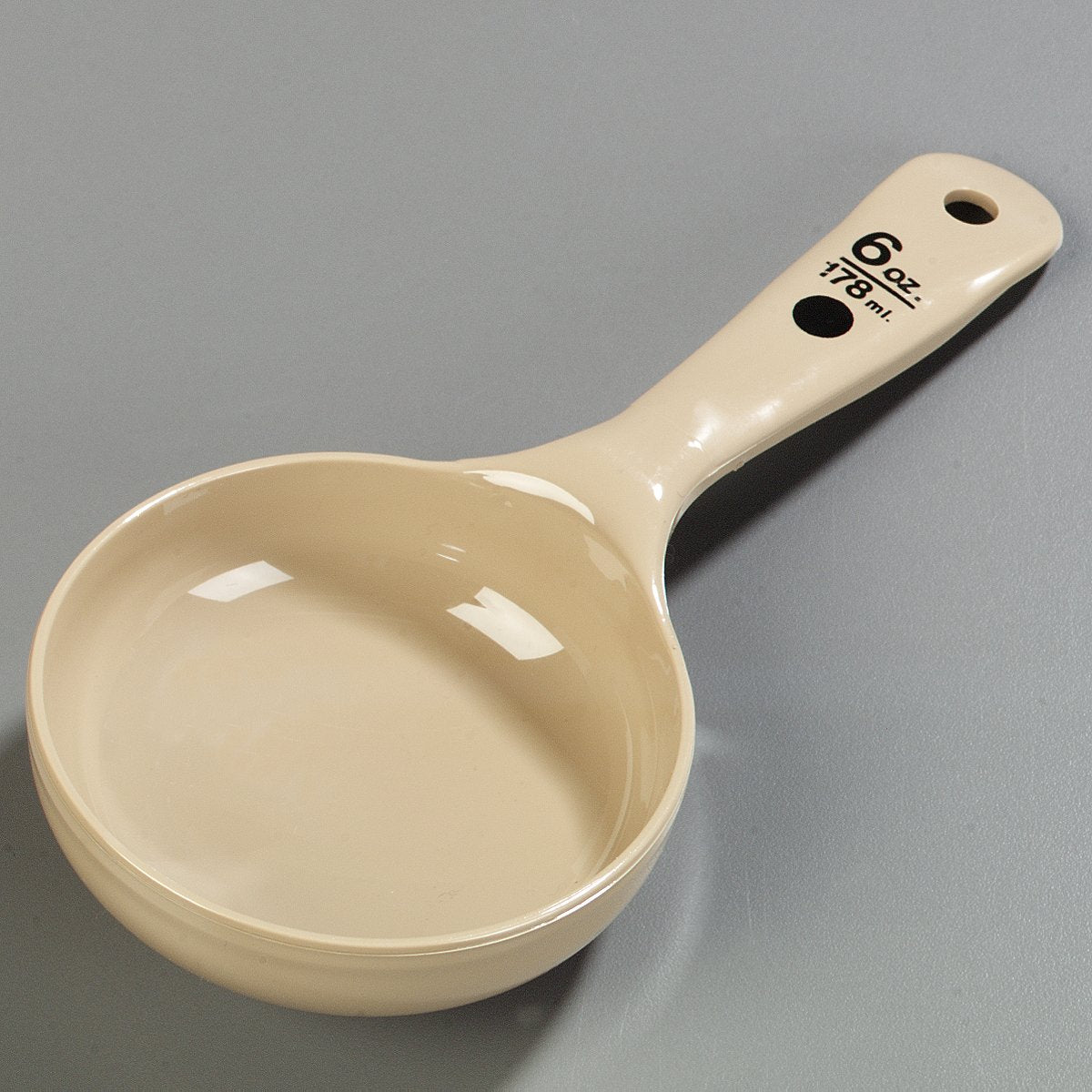 Carlisle FoodService Products Measure Miser Solid Spoon Measuring Spoon with Short Handle for Kitchens, Plastic, 4 Ounces, Beige