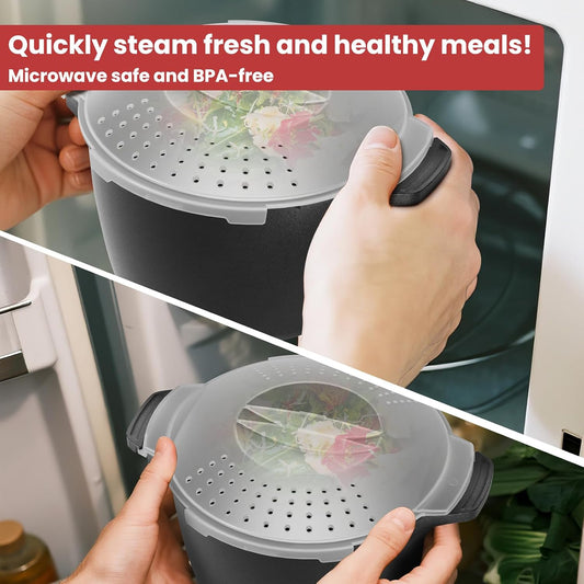 Large Microwave Cookware Steamer 2 Quart Vegetable Cooker for Cooking