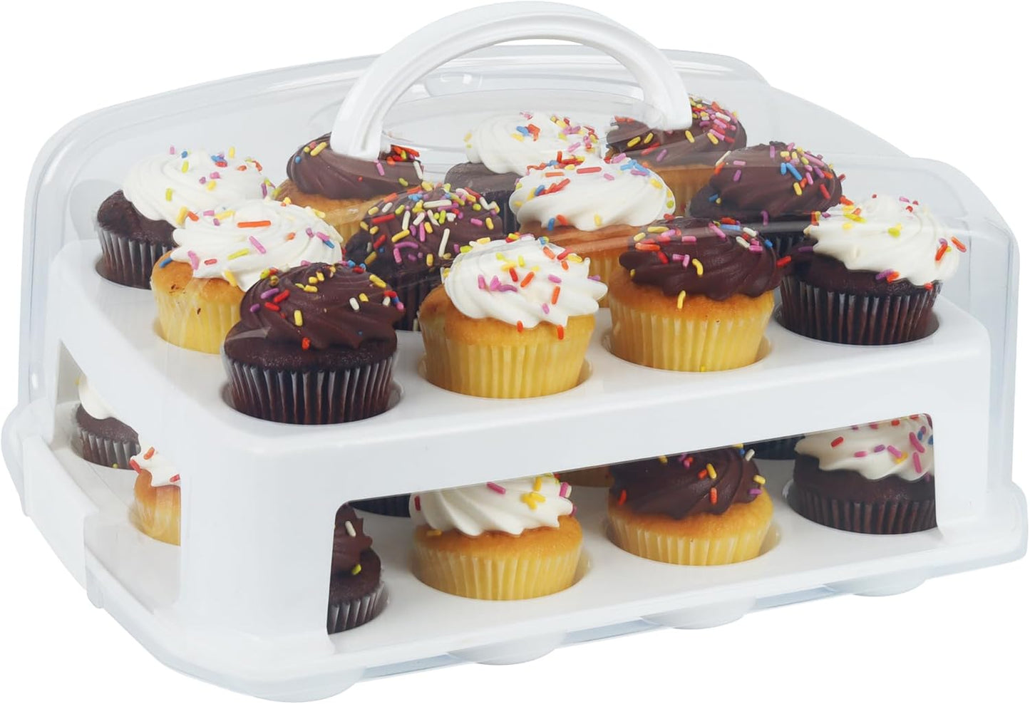 JOEY'Z EXTRA TALL Cupcake Carrier 24 Count, 24 Cupcake Holder with Lid