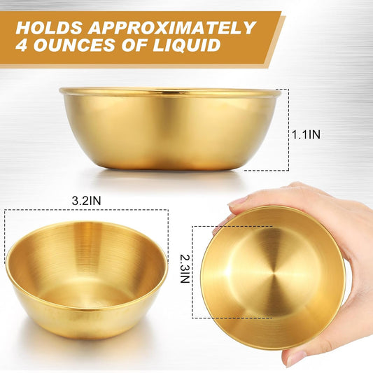 Tanlade 50 Pcs Metal Sauce Bowls 3.2 Inch Round Stainless Steel Seasoning Dishes Cups Mini Saucers Plates Small Sushi Dipping Bowls for Prep Ramekins Kitchen Party Supplies(Silver)