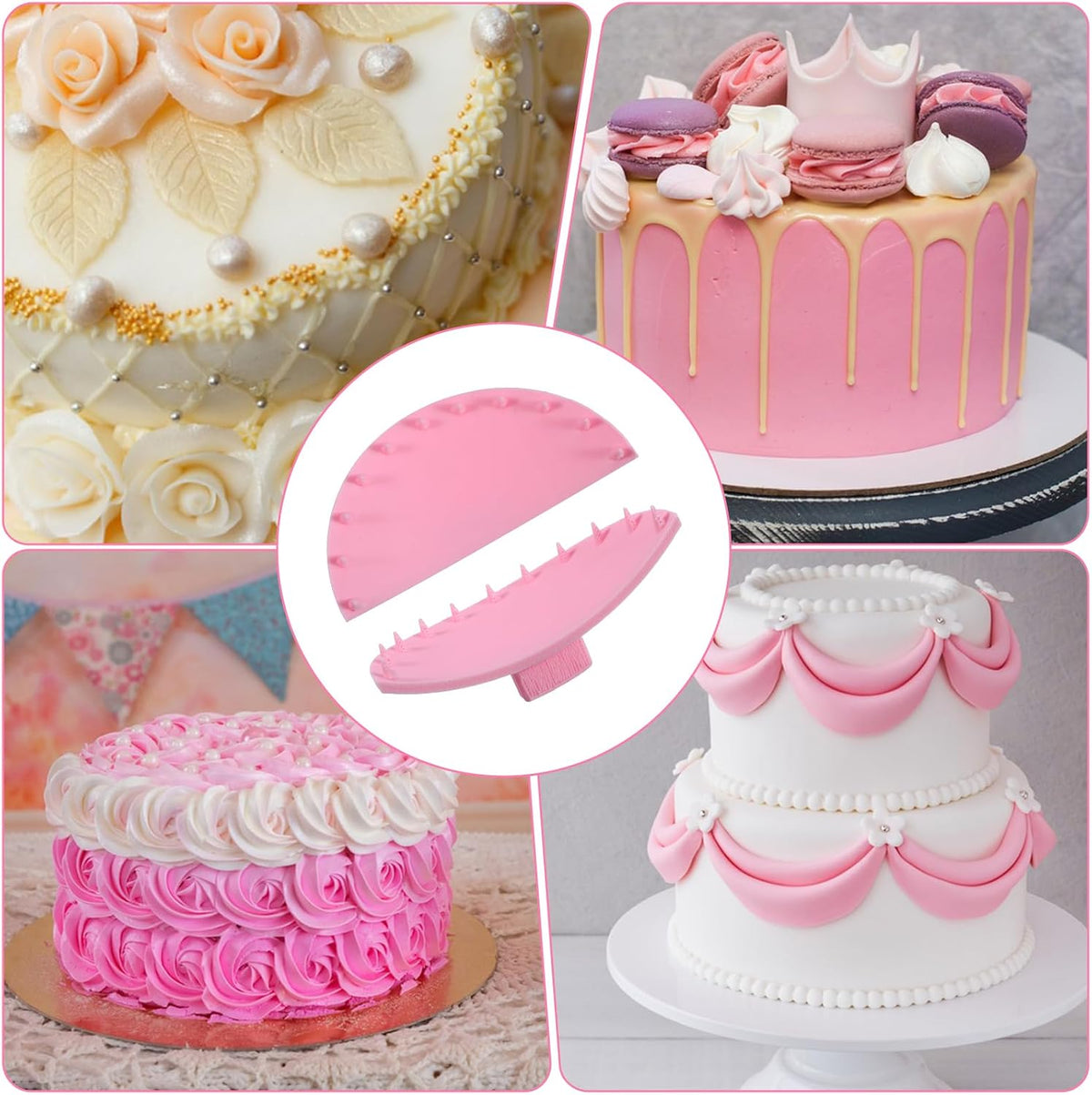 2Pcs Pink Cake Leveler Tool, 3D Cake Arch Guide Tool for 6"-10" Round Cakes Bakers