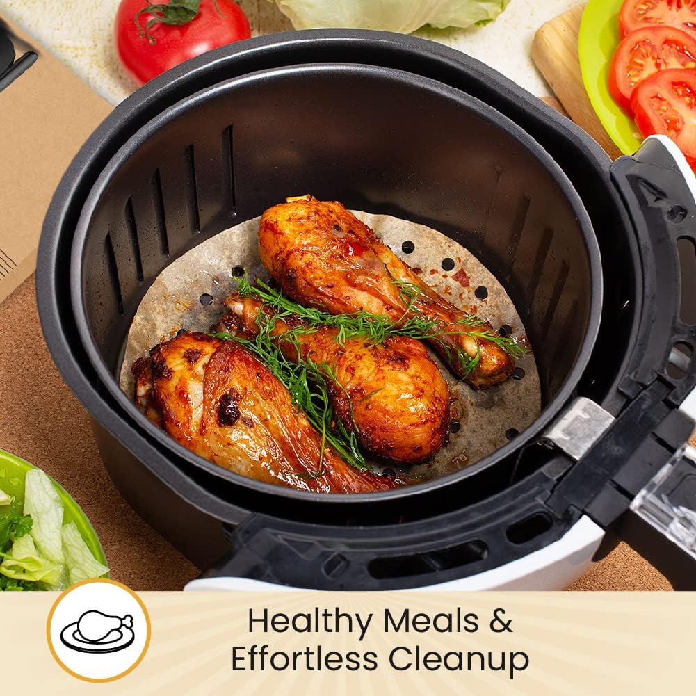 Bamboo Steamer Liners 8.5", 220 Pcs Air Fryer Parchment Paper Sheets