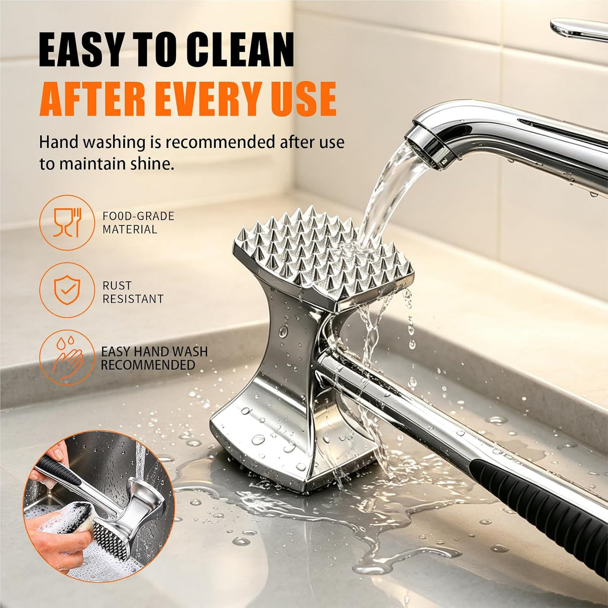 Meat Tenderizer Hammer, Dual-Sided Aluminum Alloy Mallet, Balanced Weight