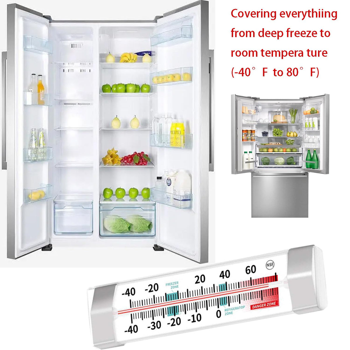 Refrigerator and Freezer Thermometer - NeilBee 3 Pack Fridge Thermometer with Stainless Steel Clip, Waterproof Analog, Large Dial, Accurate, Easy to Read for Kitchen, Restaurant, Cooler, Lab