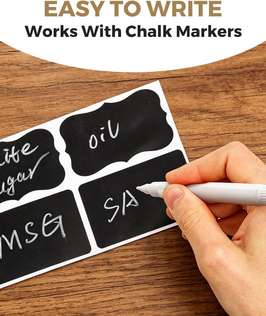 Chalkboard Labels, 240 PCS Waterproof Reusable Blackboard Stickers with 1 Chalk Marker for Mason Jars, Parties Decoration, Craft Rooms, Weddings, Storage, Home & Kitchen