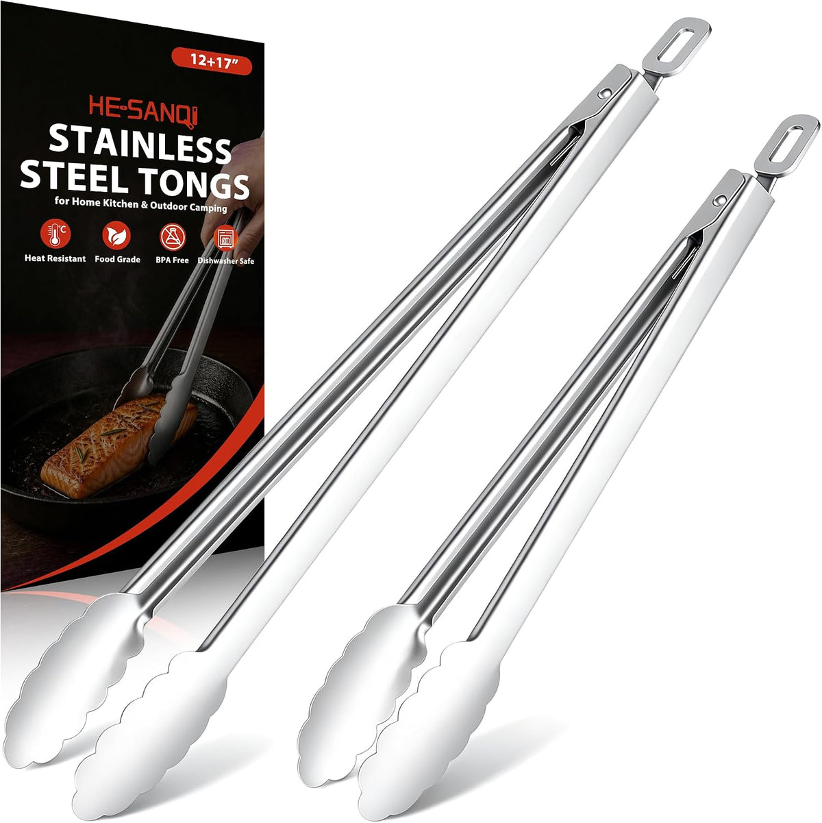 Grill Tongs 17 Inch Extra Long Stainless Steel BBQ Tongs for Cooking