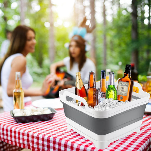 2Pcs Ice Bucket 8.5L Ice Buckets for Parties Collapsible Beverage Tub Large Plastic Drink Buckets Party Portable Foldable Cooler Tub with 2 Scoop for Champagne Beer Sparkling Wine Cocktails