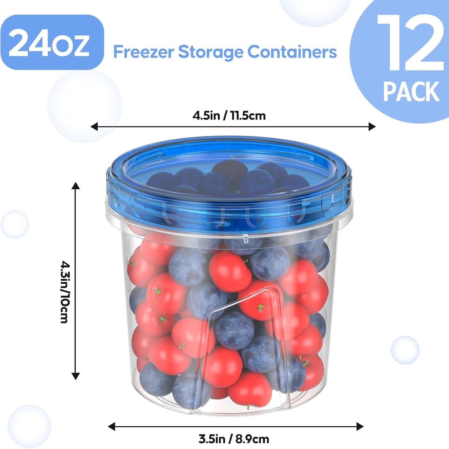 10 Pack-32 OZ Freezer Storage Containers, Small Plastic Food Storage Containers with Twist Top Lids, BPA Free and Reusable Meal Prep Containers Microwave/Dishwasher Safe