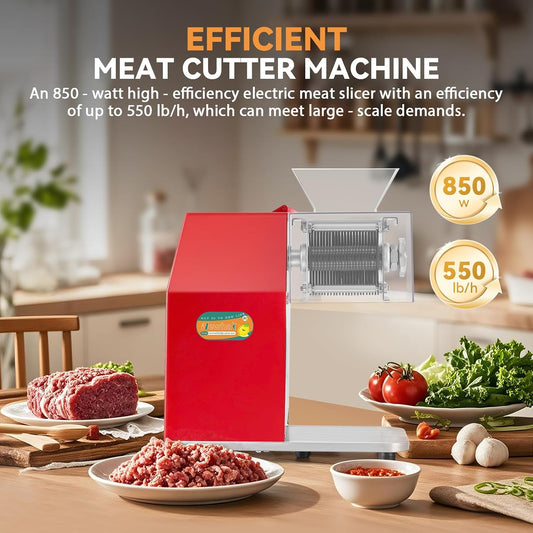 Newhai 850W Commercial Meat Cutter Machine, 3.5mm Heavy Duty Slicer 110V