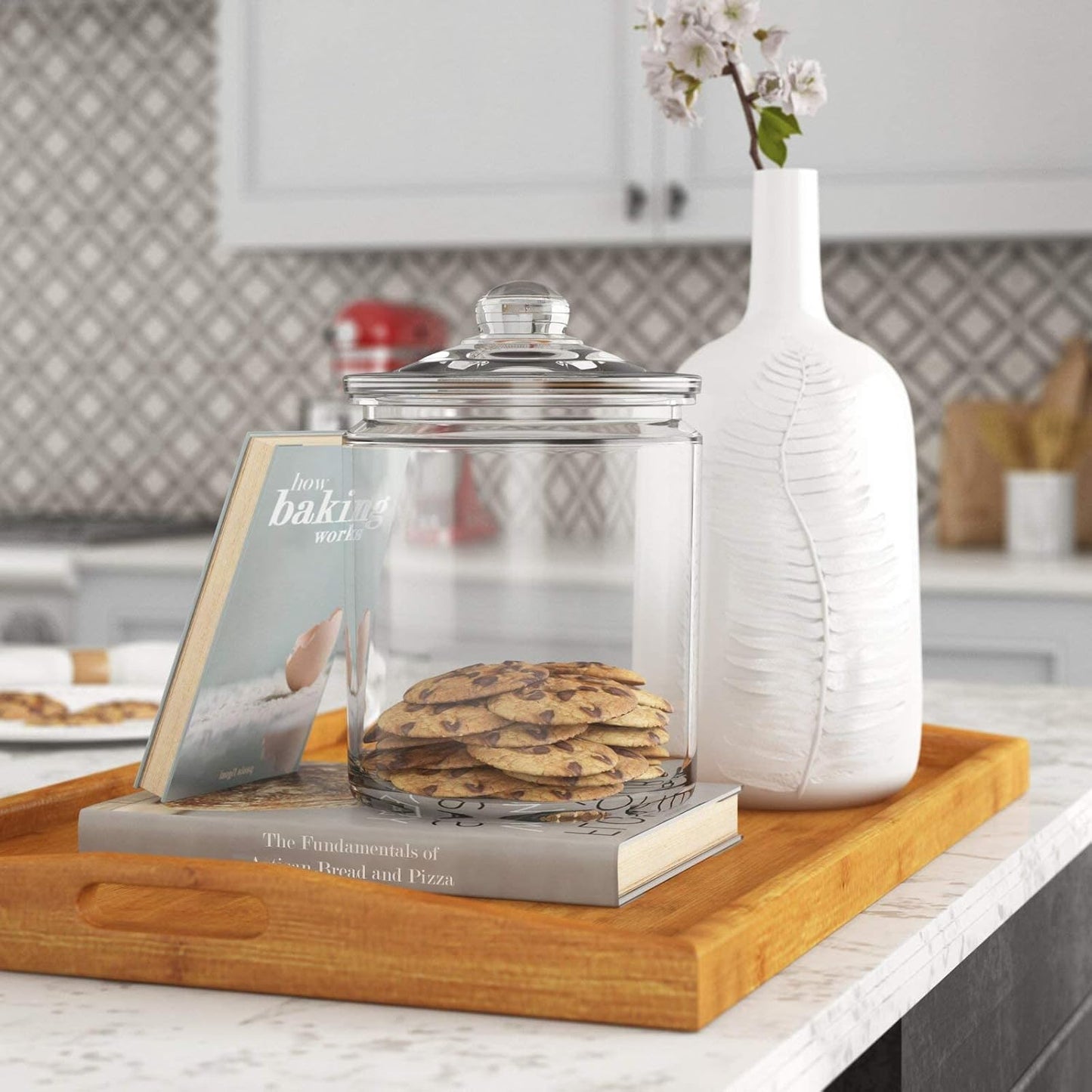 Le’raze 3pc Canister Sets for Kitchen Counter + Labels & Marker - Glass Cookie Jars with Airtight Lids - Food Storage Containers with Lids Airtight for Pantry - Flour, Sugar, Coffee, Christmas gift.