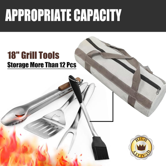 Grill Tool Storage Bag, Grill Accessories Storage, Grill Utensil Storage for Outdoor Camping Barbecue. Can Hold BBQ Tools up to 18", Gifts for Men and Dad.
