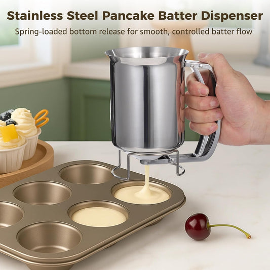 2Pcs 27oz Stainless Steel Batter Dispenser, Baking Cupcake DIY Kitchen Tool