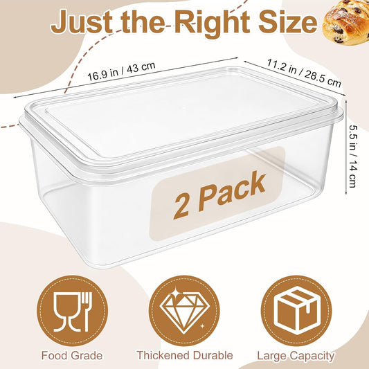 2 Pack 16 L Pizza Dough Proofing Box with Lid, Proofing Container
